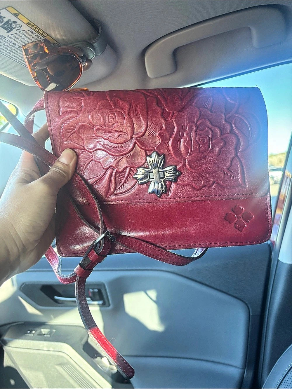 🔥 RARE Patricia Nash Deep Red Leather Crossbody Flap Bag Organizer